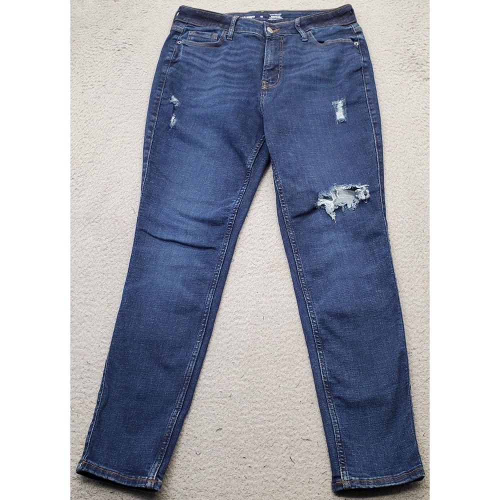 Old Navy Jeans Womens 10P Blue Denim Extra High-Rise Rockstar Super-Skinny Leg
